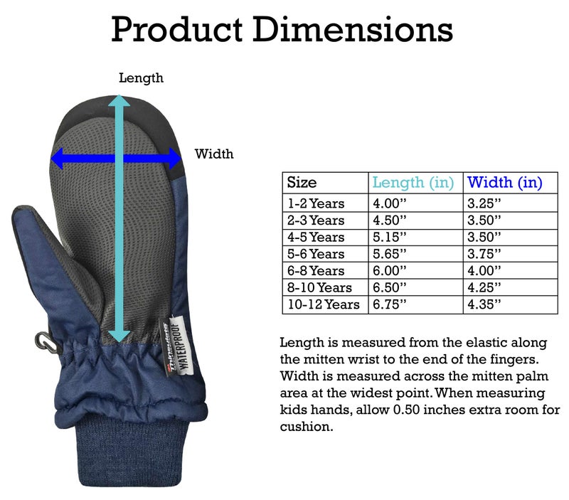 N'Ice Caps Kids Waterproof Snow Mittens Cold Weather Thinsulate Insulated (Navy Black, 4-5 Years) - Image 5